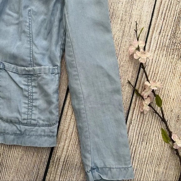 E-- PILCRO AND THE LETTERPRESS blue chambray long sleeve button blazer jacket XS - Picture 4 of 9